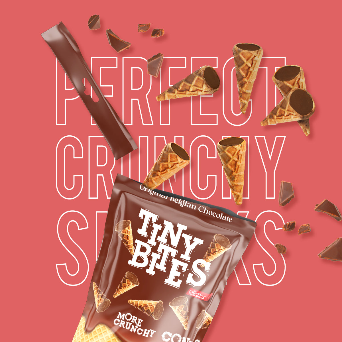 Tiny Bites Waffle Mini Cones with Original Belgian Milk Chocolate 4.24oz