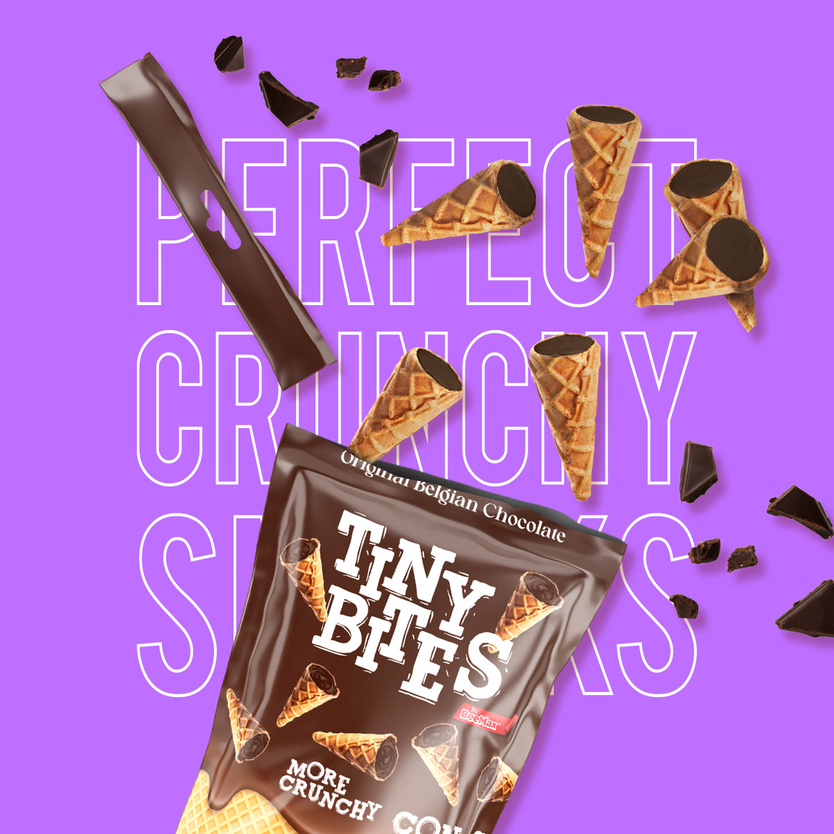 Tiny Bites Waffle Mini Cones with Original Belgian Dark Chocolate 4.24 oz