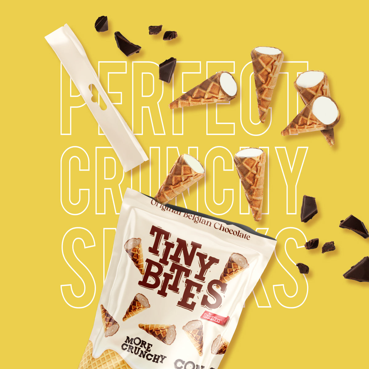 Tiny Bites Waffle Mini Cones with Original Belgian White Chocolate 4.24oz