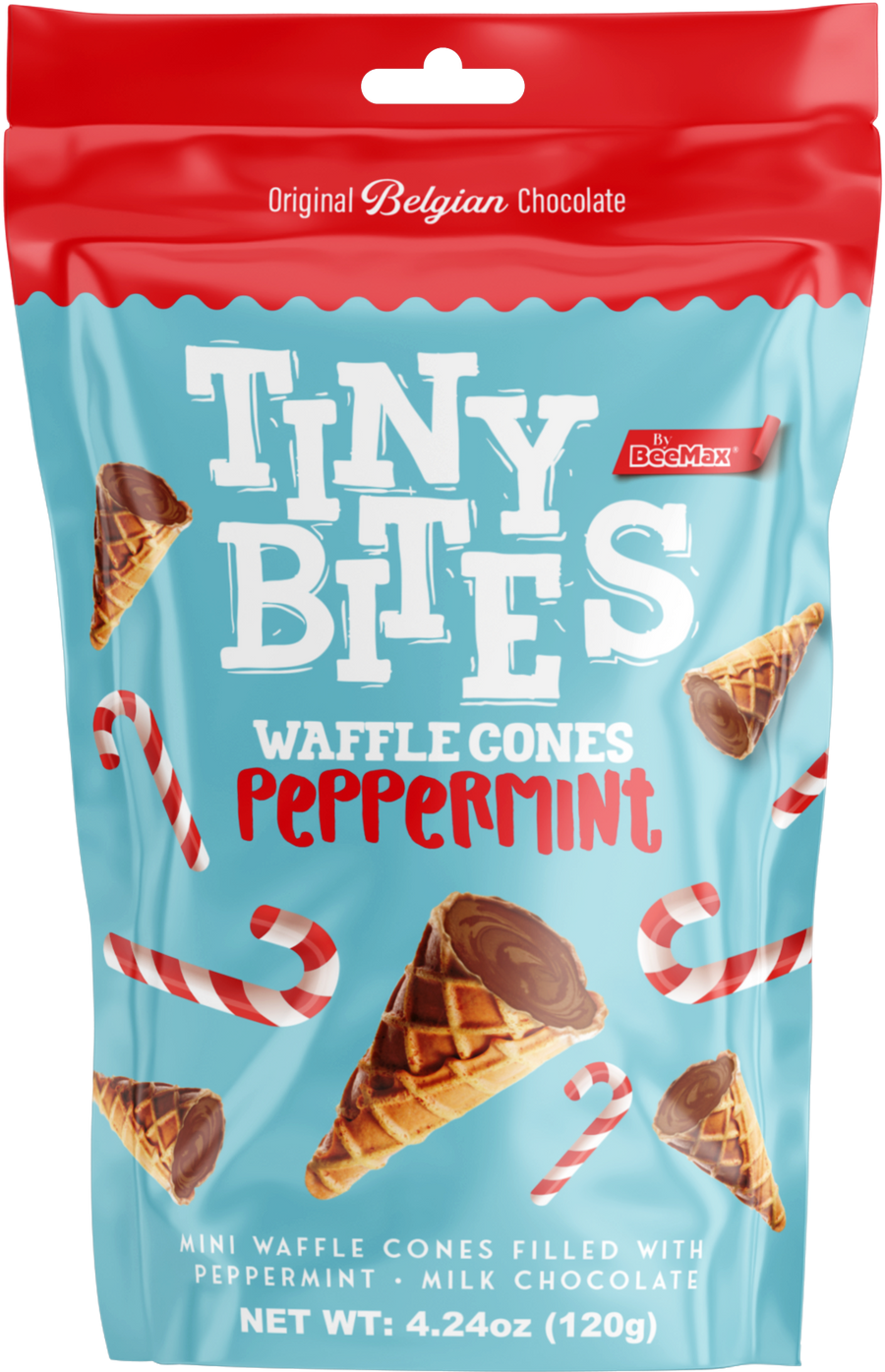 Tiny Bites Mini Waffle Cones – Peppermint, 4.24 oz