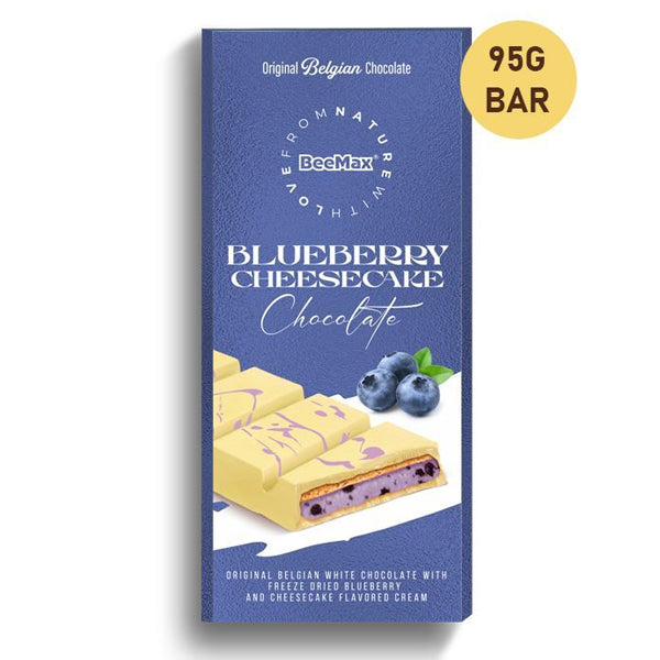 Beemax White Chocolate Cheesecake with Blueberry Cream Filling 95g Bar
