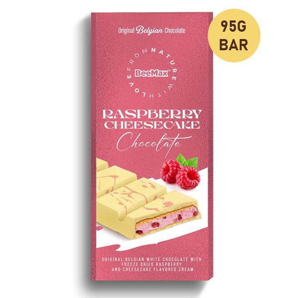Beemax White Chocolate Cheesecake with Raspberry Cream Filling 95g Bar