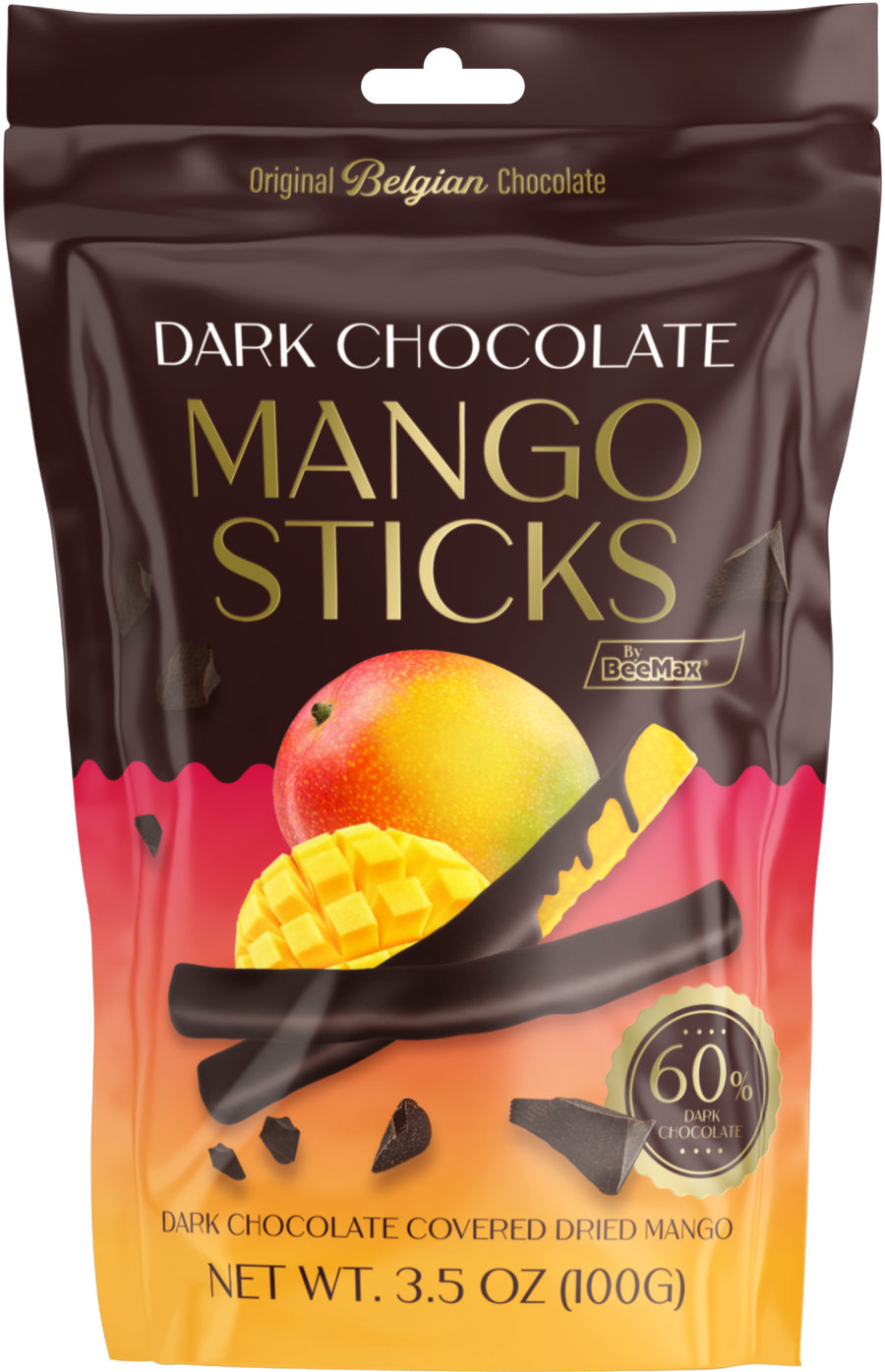Dark Chocolate Covered Dried Mango Sticks