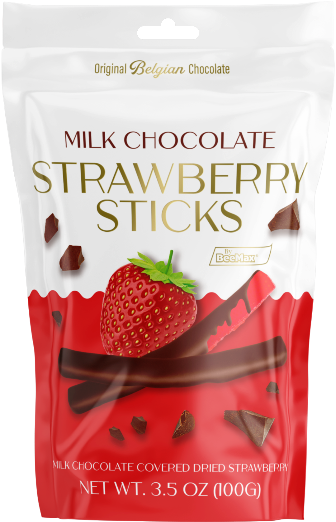 Strawberry fruit sticks in milk chocolate