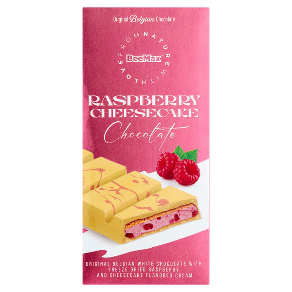 BeeMax raspberry cheesecake filled Belgian white chocolate bar 7.05oz