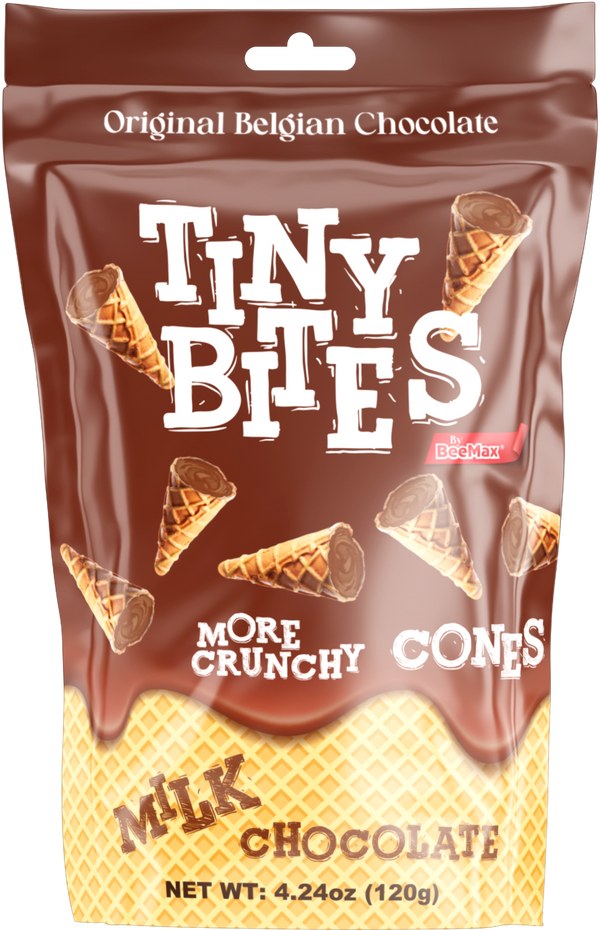 Tiny Bites Waffle Mini Cones with Original Belgian Milk Chocolate 120g X 12 Packs