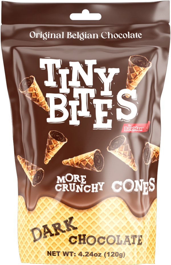 Tiny Bites Waffle Mini Cones with Original Belgian Dark Chocolate 120g X 12 Packs