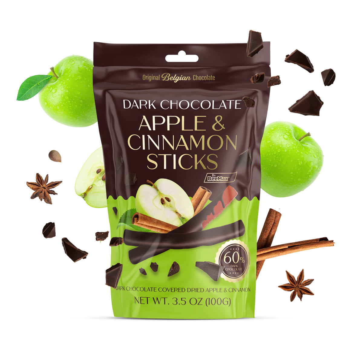 Dark Chocolate-Covered Dried Apple & Cinnamon Sticks