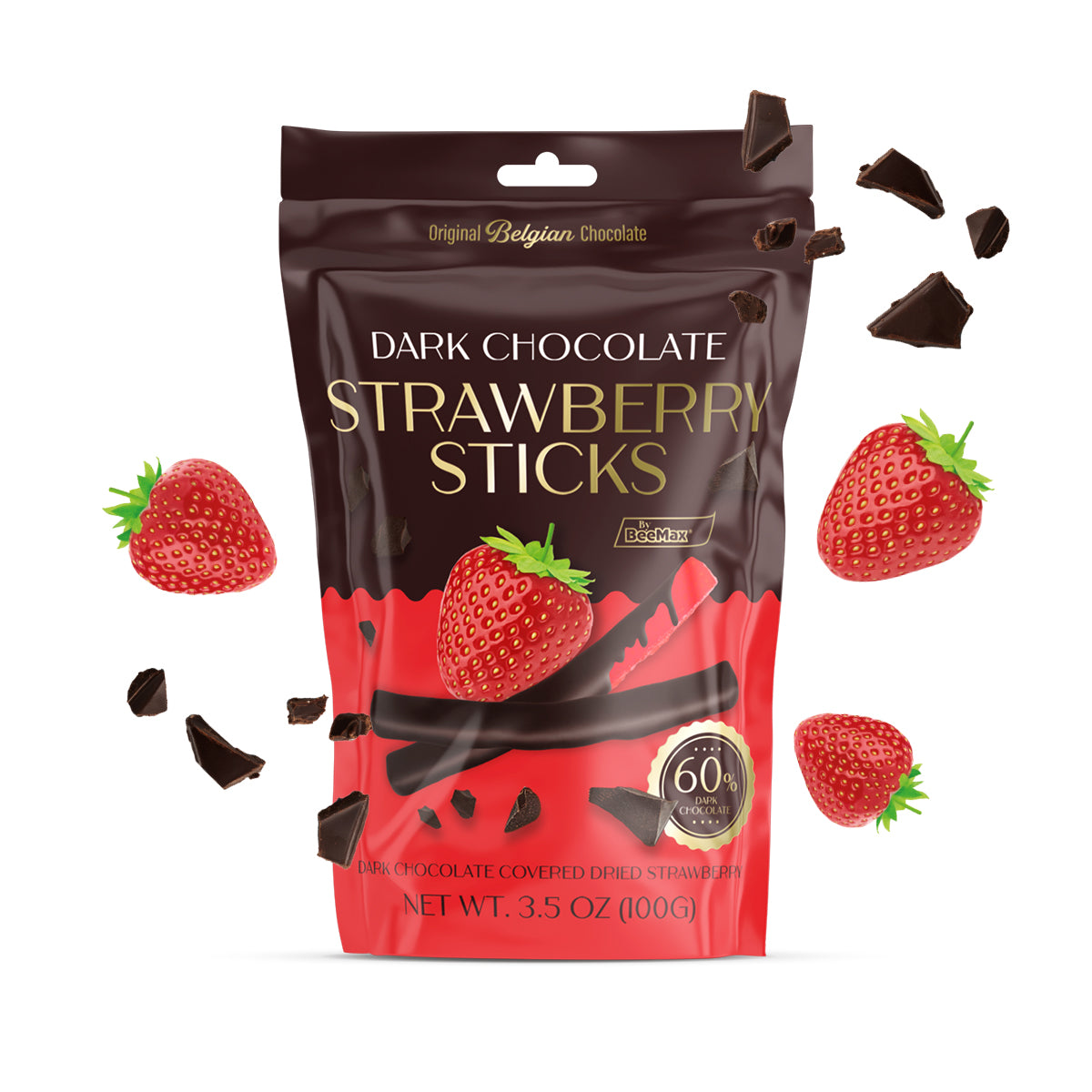 Dark Chocolate Covered Dried Strawberry Sticks