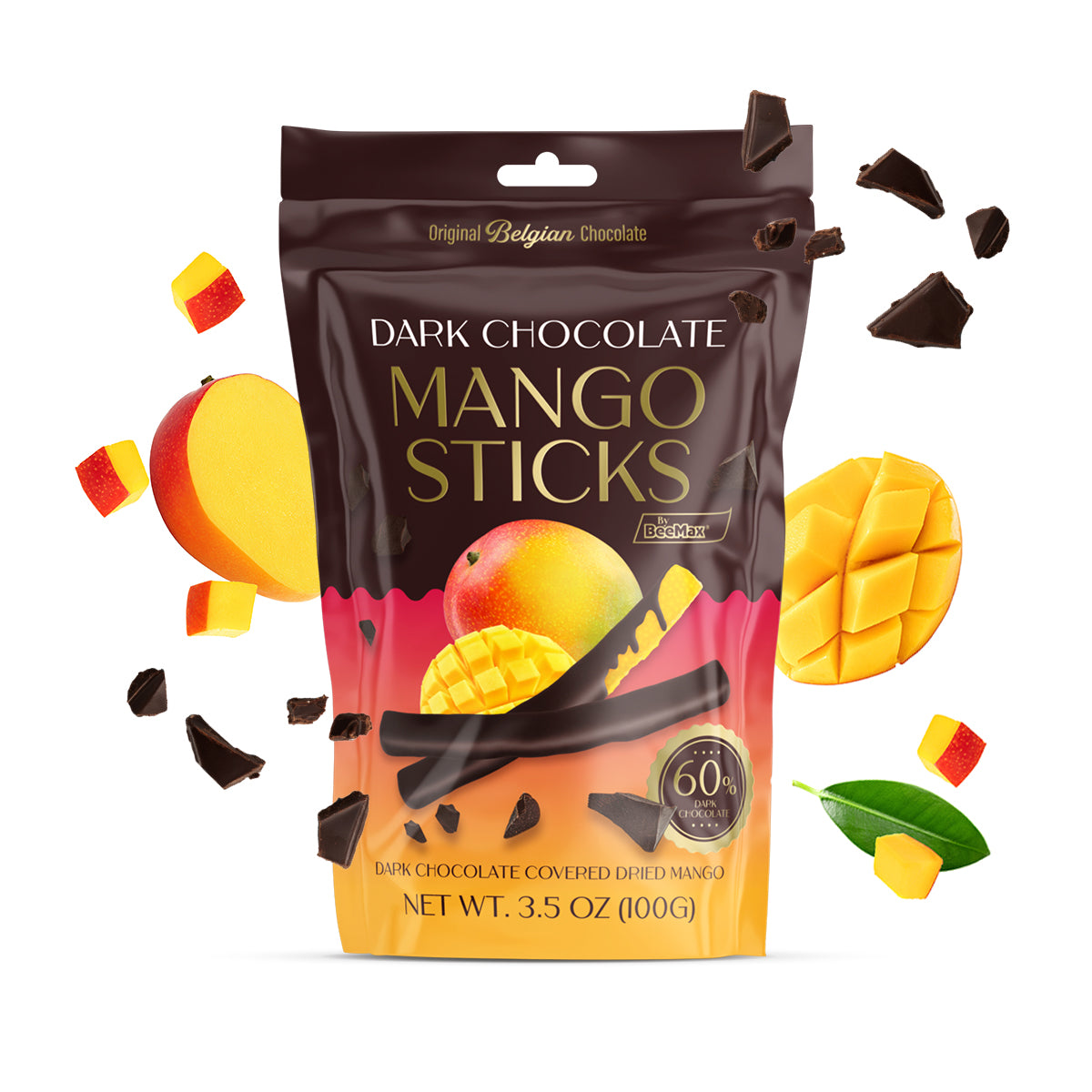 Dark Chocolate Covered Dried Mango Sticks