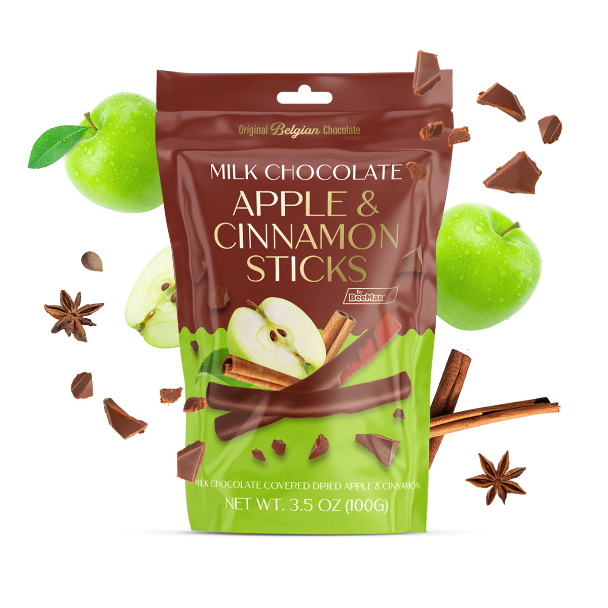 Milk Chocolate Covered Dried Apple & Cinnamon Sticks