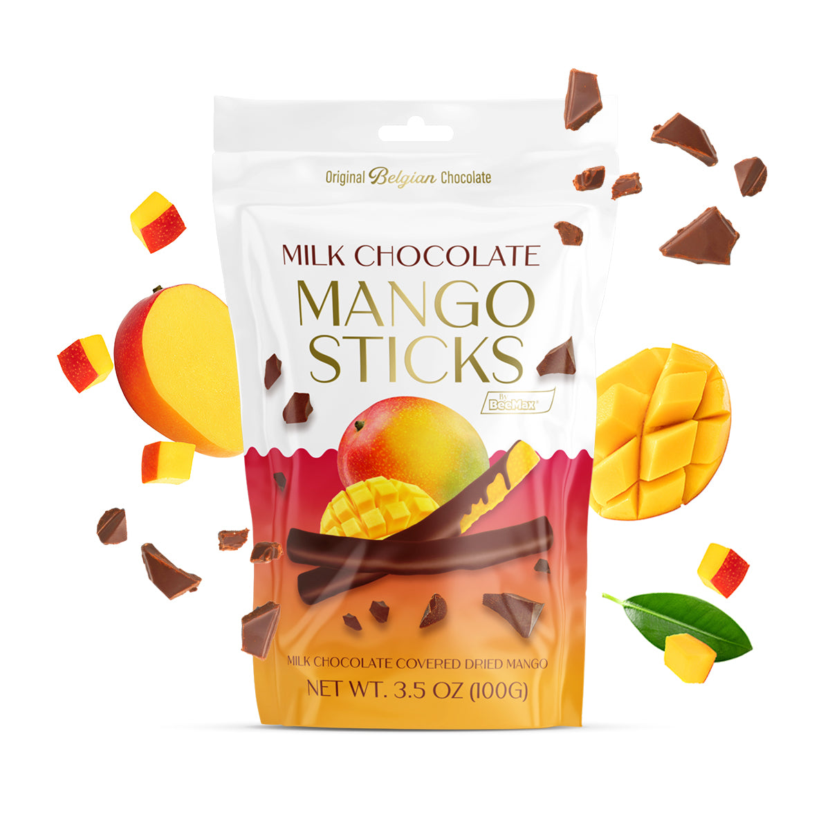 Milk Chocolate Covered Dried Mango Sticks