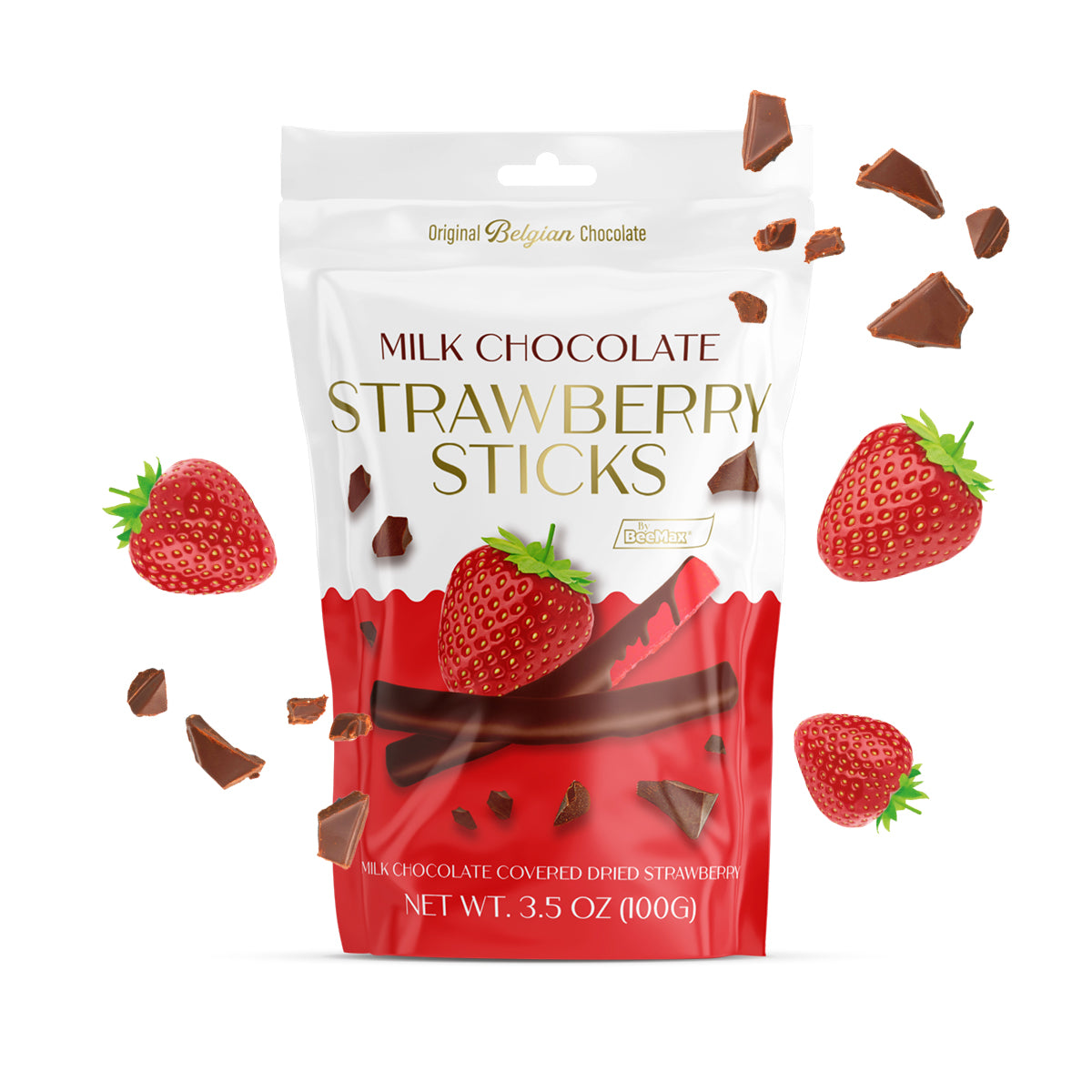 Milk Chocolate Covered Dried Strawberry Sticks