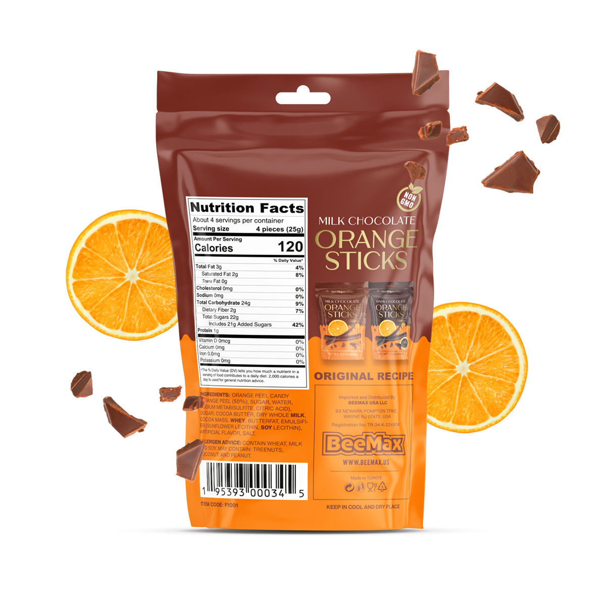 Milk Chocolate Covered Dried Orange Sticks