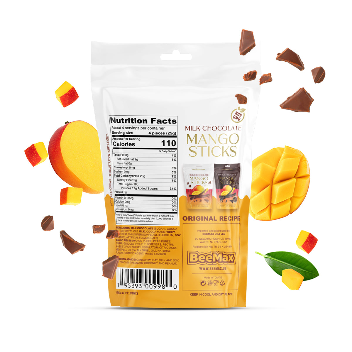 Milk Chocolate Covered Dried Mango Sticks