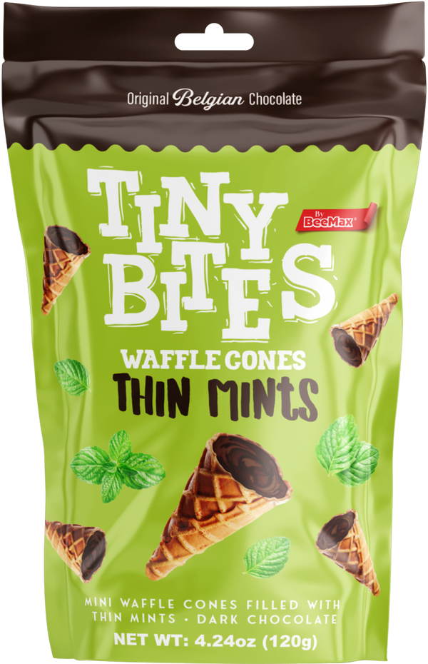 Tiny Bites Mini Waffle Cones filled Belgian Chocolate w Tiny Mint 4.24 oz