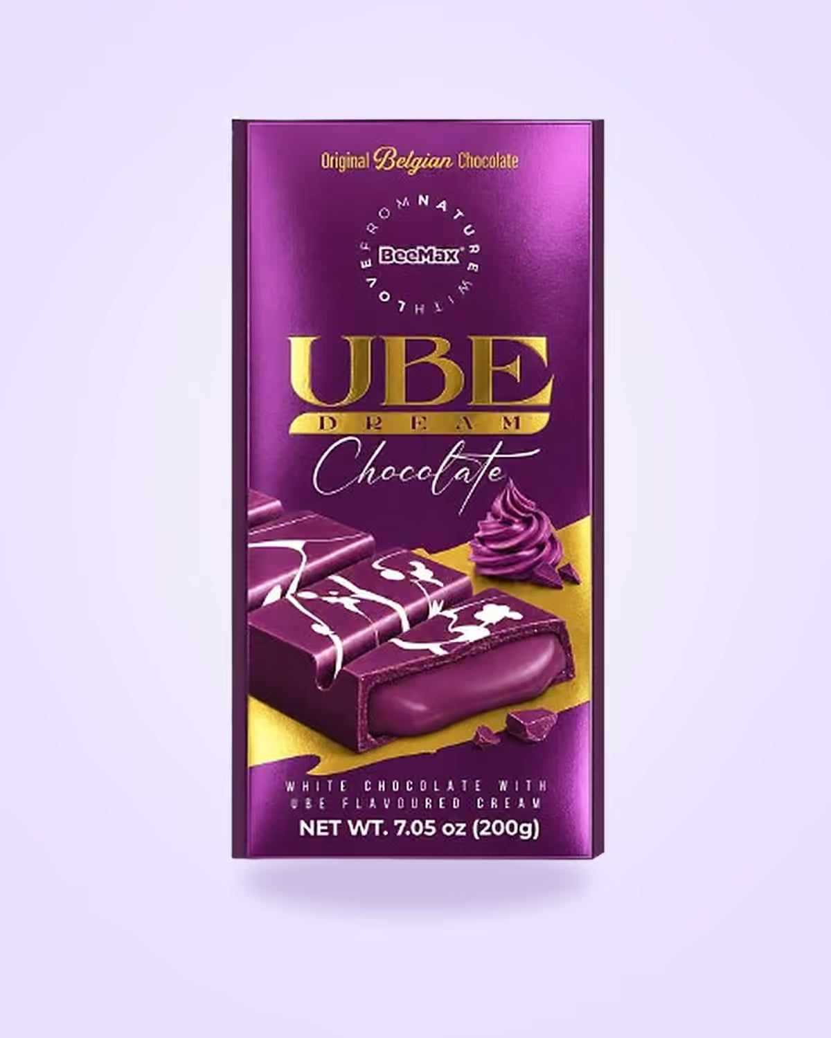 BeeMax Ube Dream chocolate bar, white chocolate with ube flavored cream, 7.05 oz (200 g)