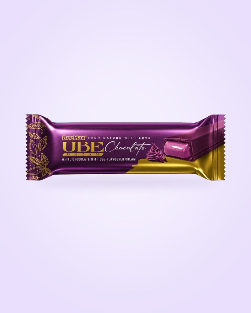 BeeMax Ube Dream chocolate bar, white chocolate with ube flavored cream, 1.24 oz (35 g)