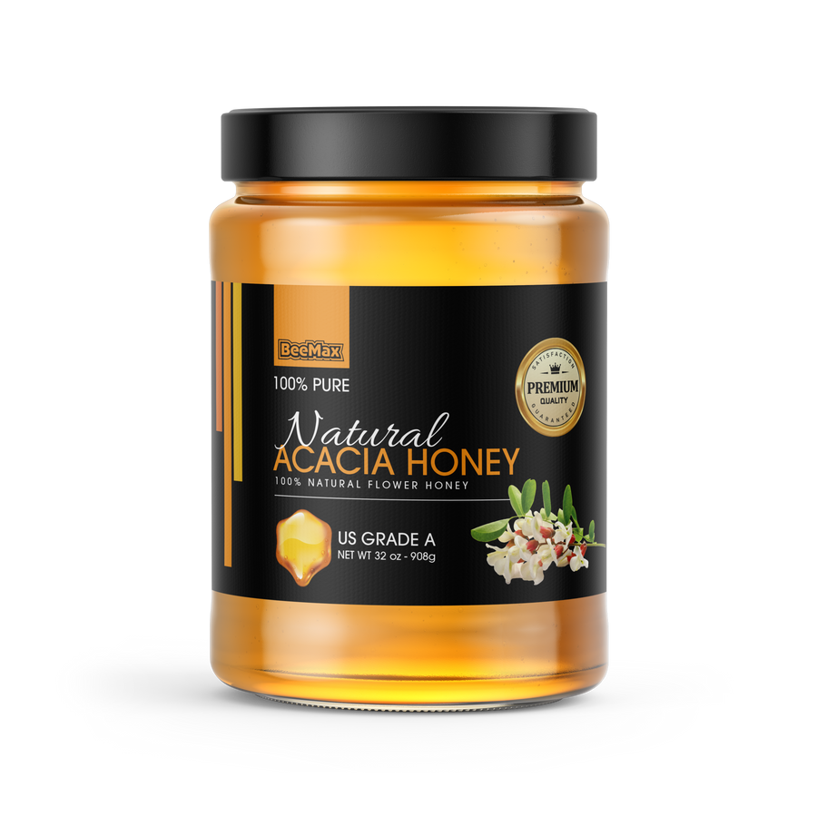 Acacia Honey Glass Jar, 32 oz (908 g) – Black Edition