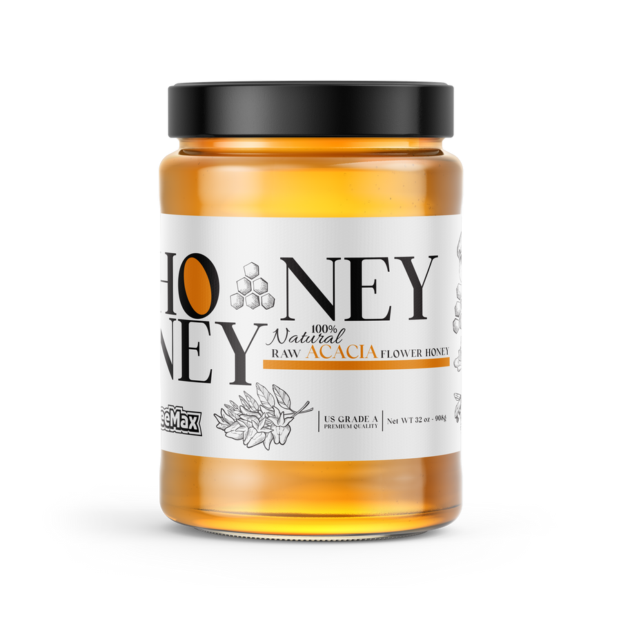 Acacia Honey Glass Jar, 32 oz (908 g) – White Edition